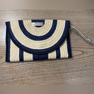 Navy and Tan Woven Clutch